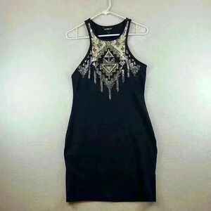 Express Dress Navy Women’s Size M Knit Dress with Aztec Sequin Embellishment